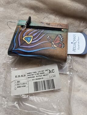 Anuschka Hand-Painted Trifold Wallet - Brown Multicolor